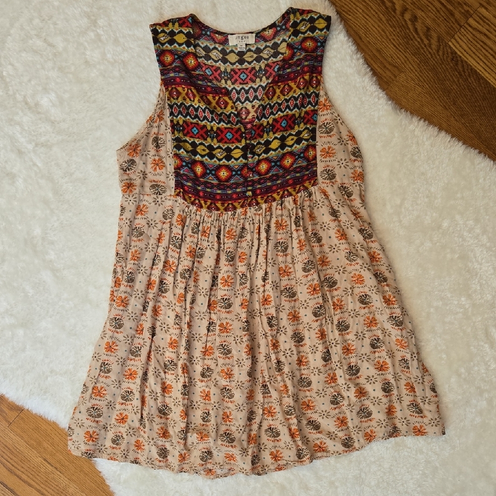 UMGEE Tan/Orange Western Print Tank Top, Womens Medium, Great Condition